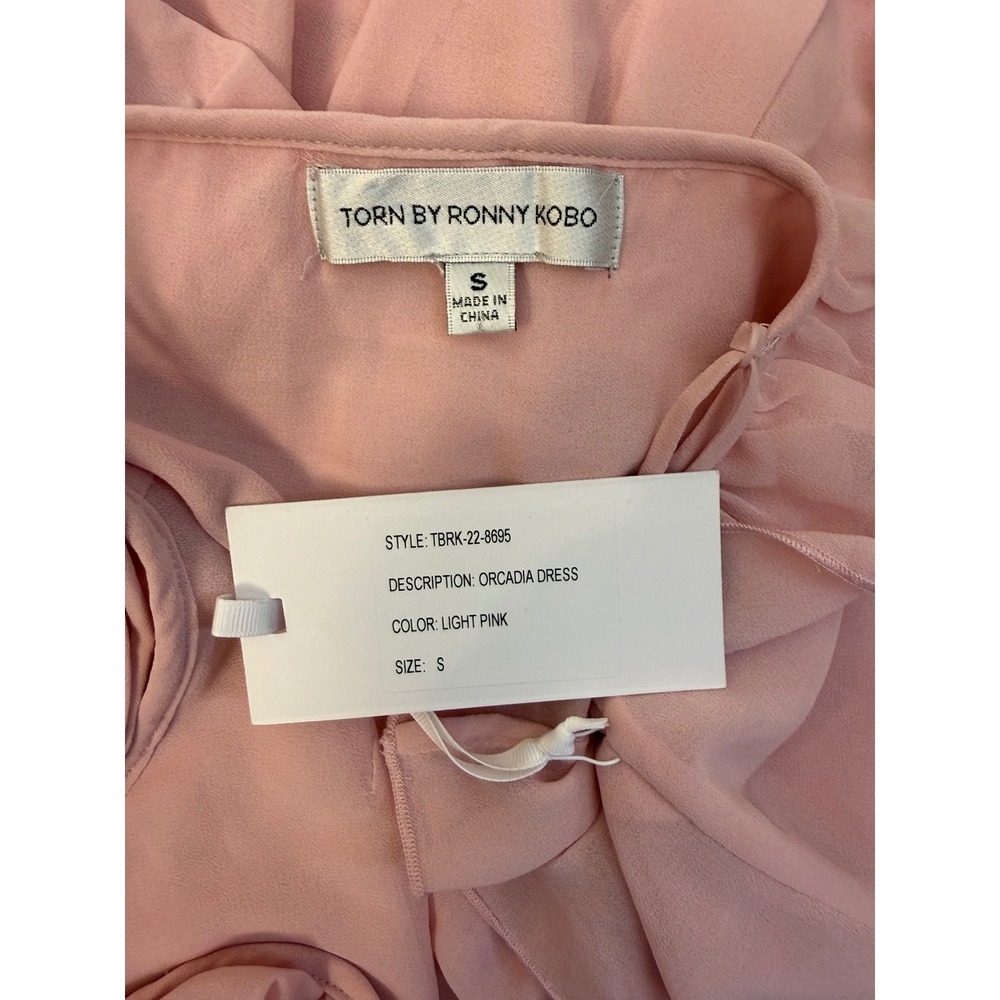 NWT Torn by Ronny Kobo Oracadia Dress Pink Ruffle Tiered Maxi Romantic Small - Picture 8 of 11